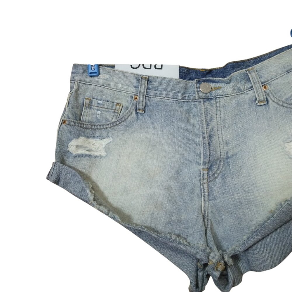 BDG Slayer Mid Rise Women's Size 31 Distressed Button Fly Cutoff Denim Shorts - Picture 3 of 8